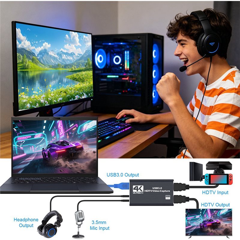AT82-Game For PC Recording 4K  - Capture Card Hdmi ulasan dan harga