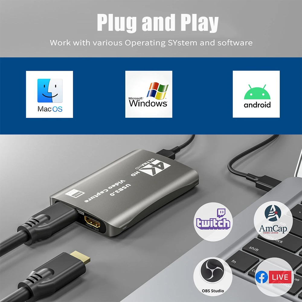 4K HDMI-Compatible Video Captu - Capture Card Hdmi ulasan dan harga